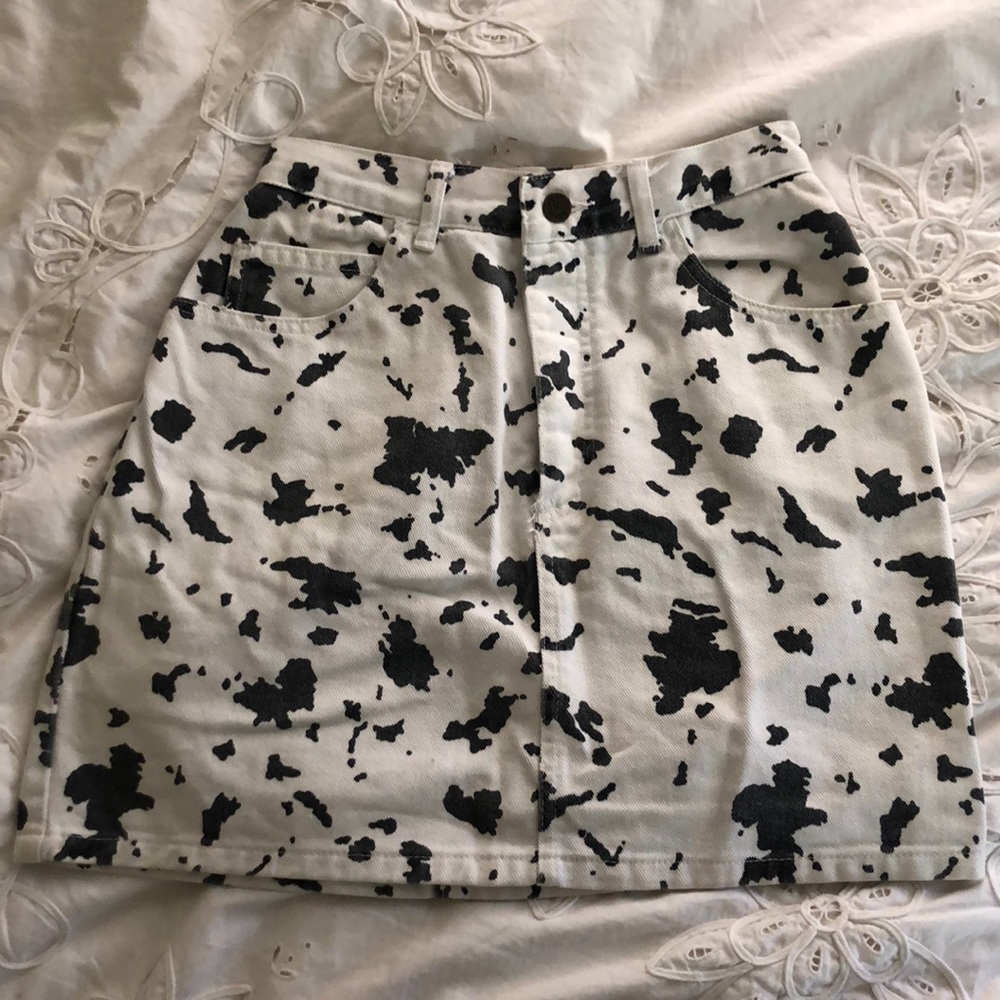 Vintage Cow print Denim Skirt